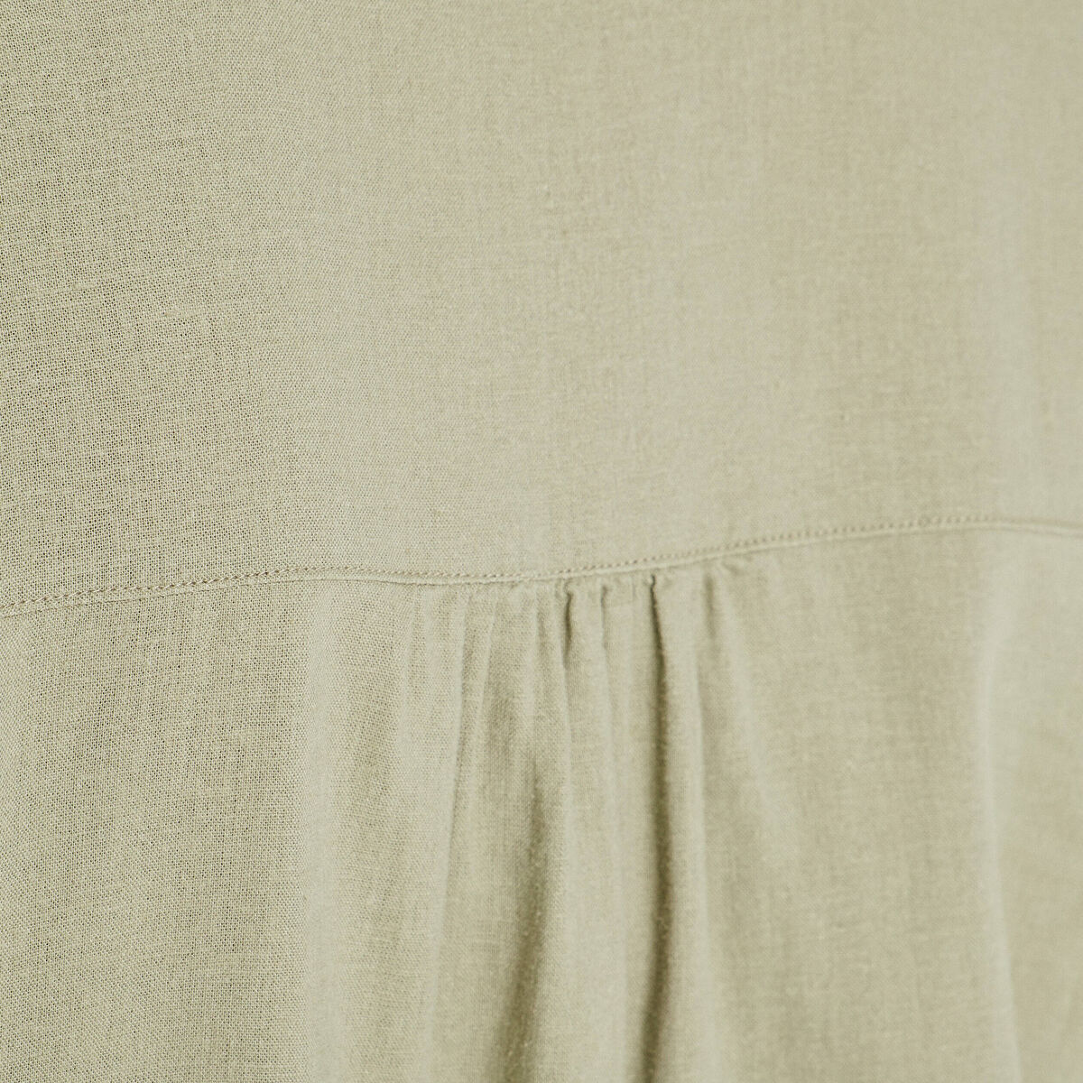 Chemise manches longues contenant du lin vert kaki femme