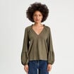 Blouse manches longues vert kaki femme