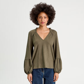 blouse manches longues vert kaki femme Blouse manches longues vert kaki femme