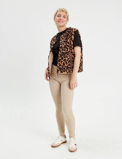 Jeans slim 5 poches taupe femme