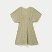 Robe courte &eacute;vas&eacute;e col v dentelle vert kaki femme