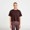 T-shirt col rond manches courtes marron fonc&eacute; femme