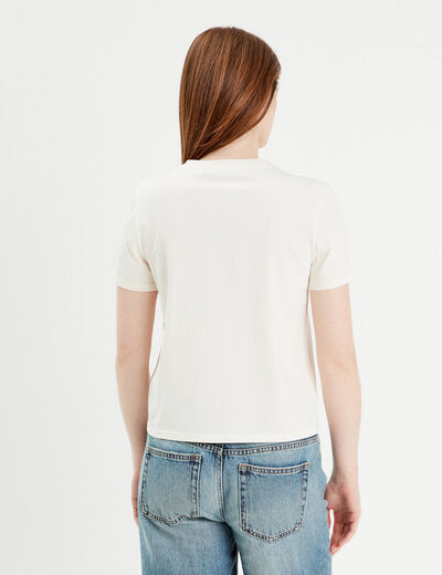 T-shirt manches courtes ecru femme