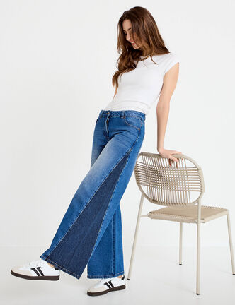 Jean bootcut taille basse denim double stone femme