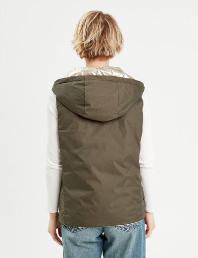 Doudoune réversible vert kaki femme