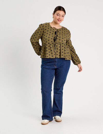 Blouse avec noeuds beige femme
