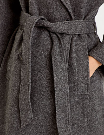 Manteau droit mi-long &agrave; manches longues gris femme
