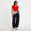 Pull manches courtes col polo rouge femme