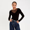Body thermique col rond manches longues noir femme