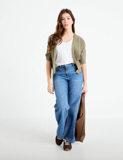 D&eacute;bardeur col v blanc femme