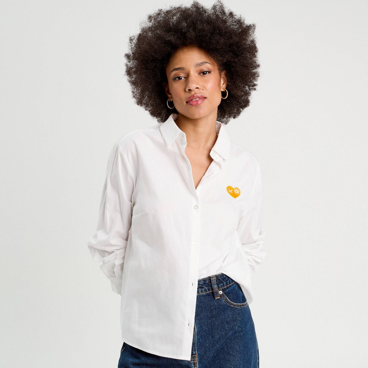 Chemise avec broderie ecru femme