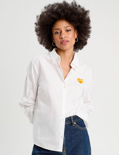 Chemise avec broderie ecru femme