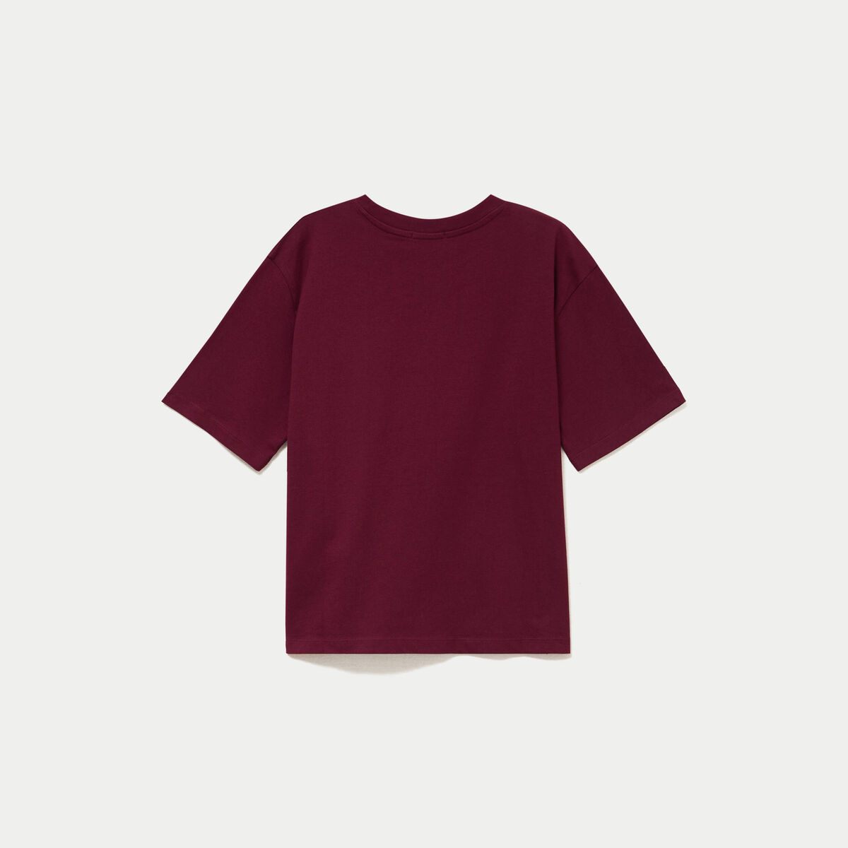 T-shirt col rond manches courtes bordeaux femme