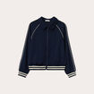 Sweat zippé manches longues bleu marine femme