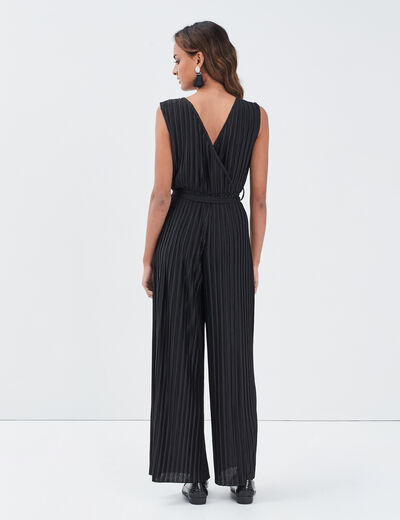 Combinaison pantalon plissée noir femme