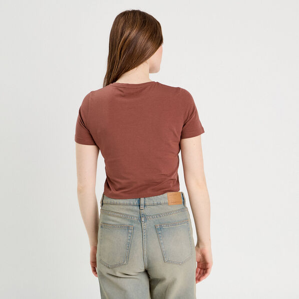 t shirt cropped marron cognac femme T-shirt cropped marron cognac femme