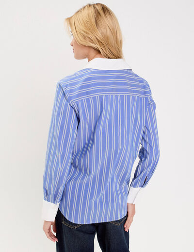 Chemise droite longue manches longues bleu lavande femme