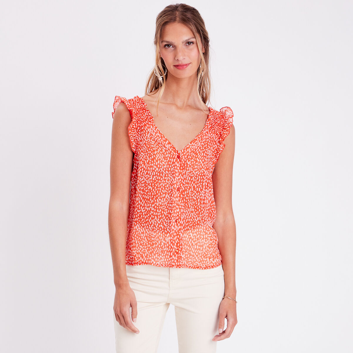 Blouse sans manches rouge femme