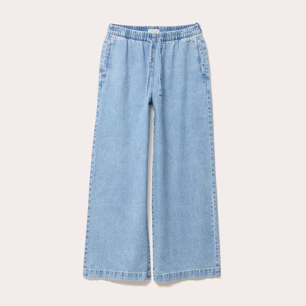 jeans large taille elastiquee denim bleach femme Jeans large taille élastiquée denim bleach femme