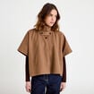 Poncho col am&eacute;ricain beige femme
