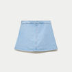 Jupe-short trap&egrave;ze en jean denim bleach femme
