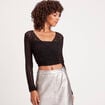 T-shirt dentelle noué noir femme