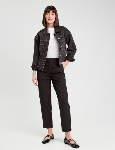 Pantalon carotte noir femme