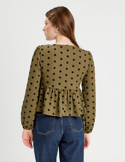 Blouse avec noeuds beige femme