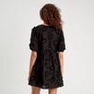 Robe évasée brodée noir femme