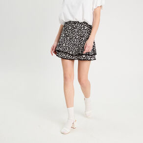 jupe evasee avec volants noir femme Jupe évasée avec volants noir femme