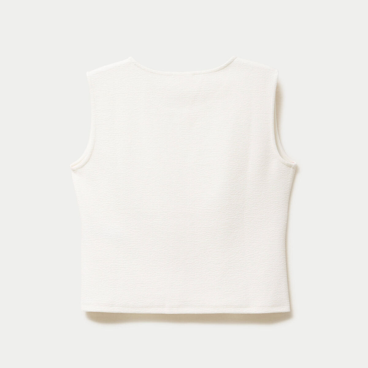 Gilet sans manches col rond ecru femme