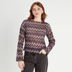 T-shirt manches longues ajouré violet femme