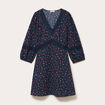 Robe &eacute;vas&eacute;e col v manches longues bleu marine femme