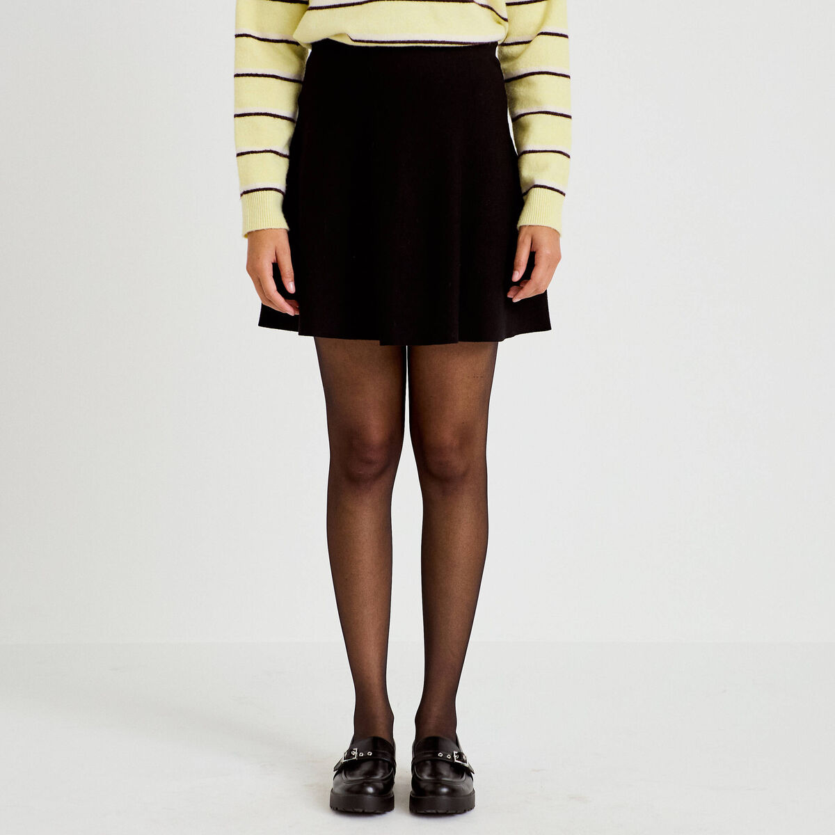 Jupe &eacute;vas&eacute;e en maille noir femme