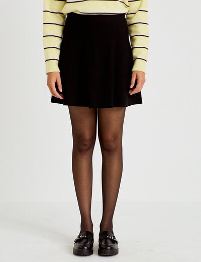 Jupe &eacute;vas&eacute;e en maille noir femme