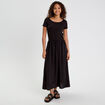 Robe longue évasée 2-en-1 noir femme