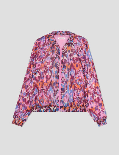 Veste teddy zippée orange femme