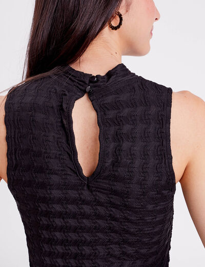 D&eacute;bardeur gaufr&eacute; col montant noir femme