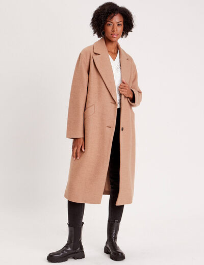Manteau long oversize camel femme