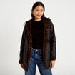 Parka r&eacute;versible 3/4 &agrave; capuche noir femme