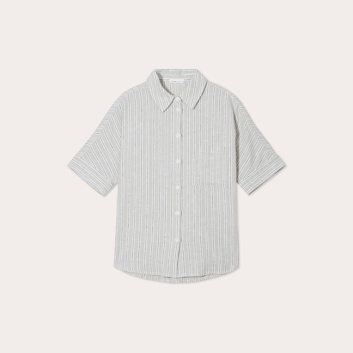 Chemise manches courtes contenant du lin vert femme