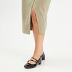 Jupe midi droite vert kaki femme