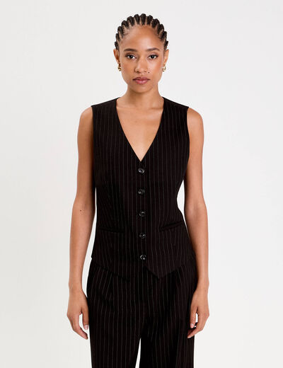 Gilet col V noir femme