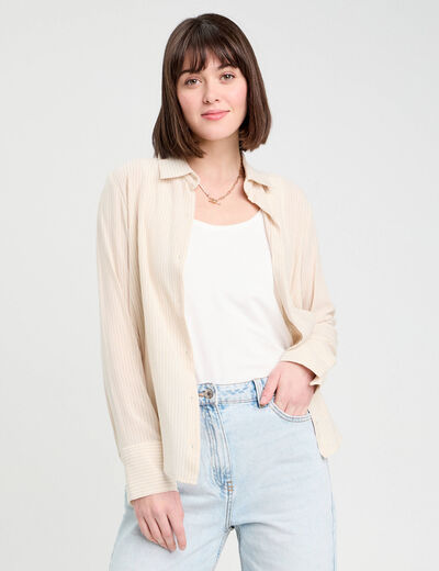 Chemise manches longues sable femme