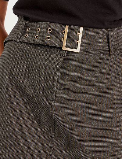 Jupe droite ceinturée noir femme