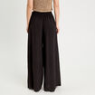 Pantalon large taille haute fluide noir femme