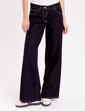 Jean wide leg taille standard denim brut femme