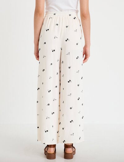 Pantalon bootcut brod&eacute; taille standard blanc femme