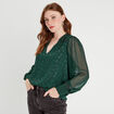 Blouse manches longues vert foncé femme