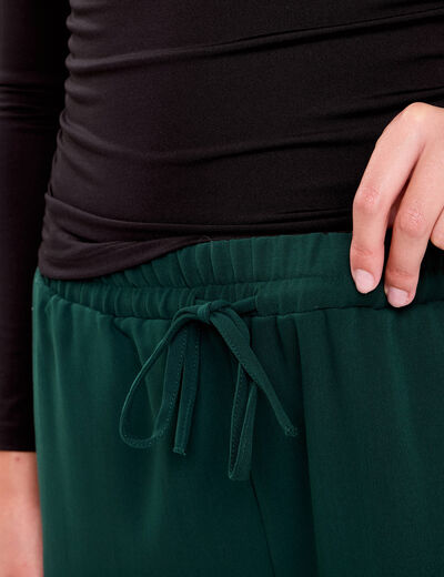 Pantalon large vert fonc&eacute; femme